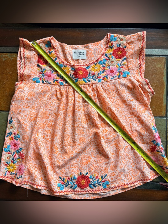 Savanna Jane Tops - Savanna Jane 1xl orange retro art embroidery floral milkmaid fairy babydoll top